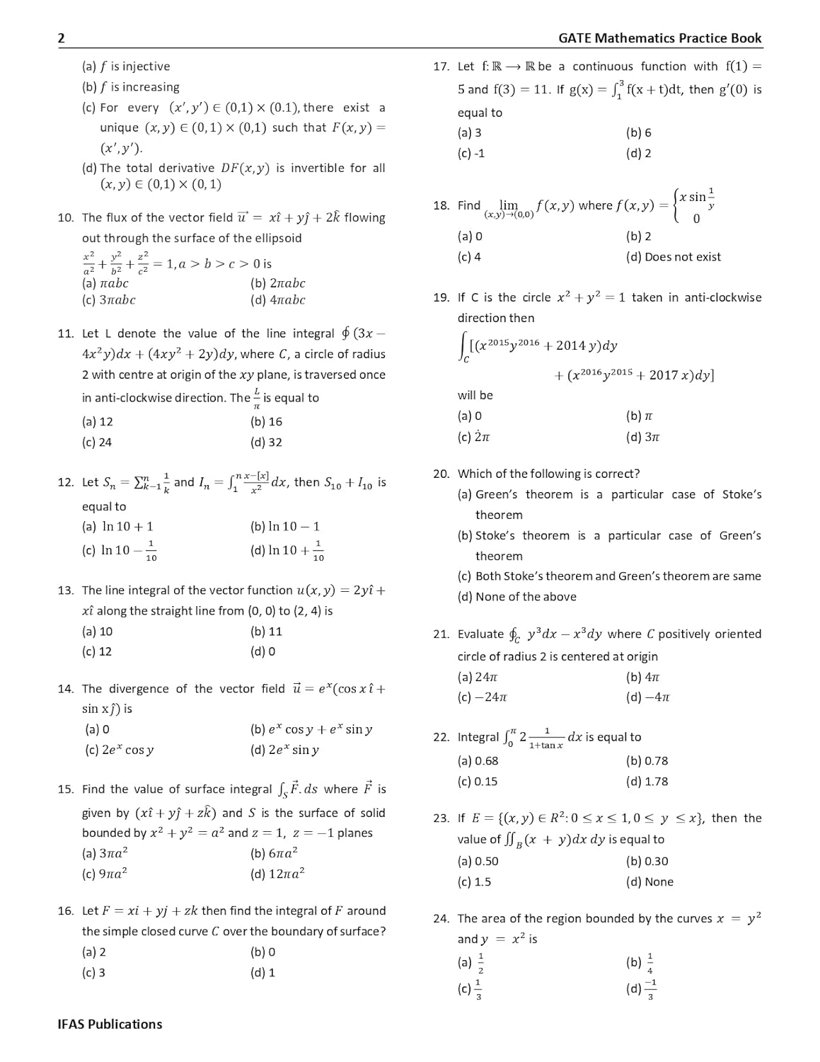 GATE Mathematics Practice Questions Book for 2026 - Topicwise Sorted Most Probable Questions with Detailed Solutions of GATE Mathematics Exam Book