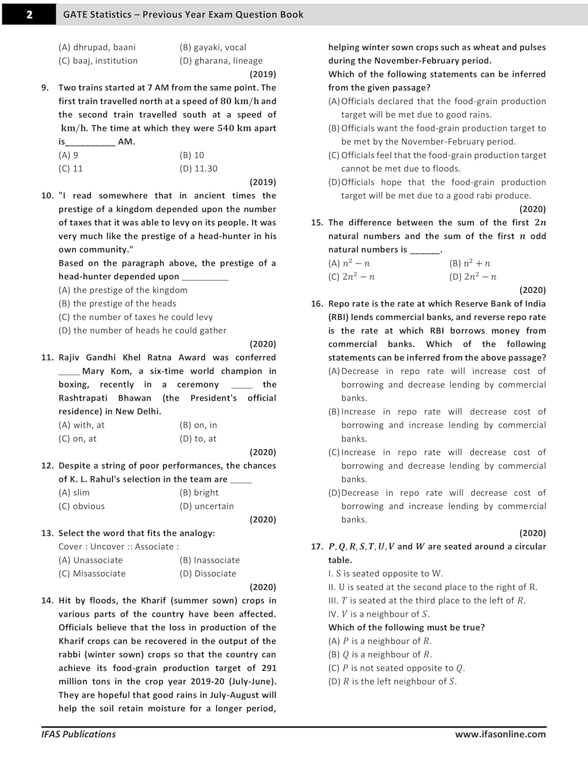 GATE Statistics PYQ Book 2026