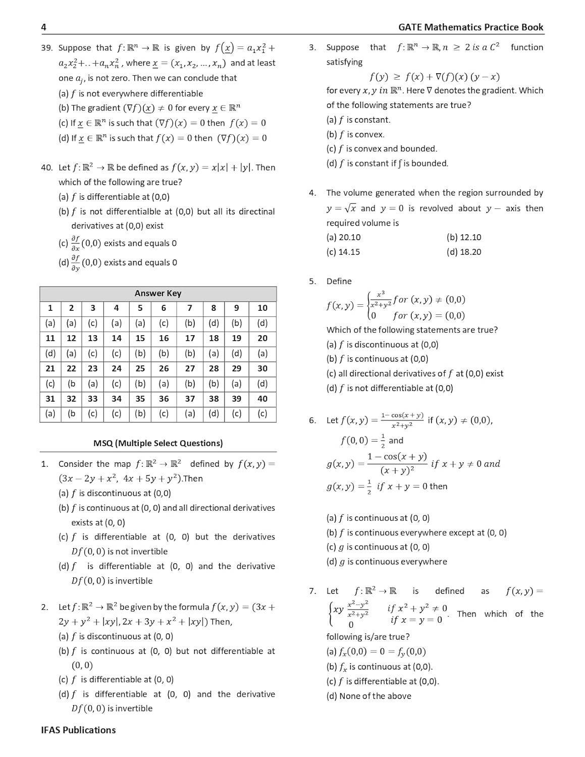 GATE Mathematics Practice Questions Book for 2026 - Topicwise Sorted Most Probable Questions with Detailed Solutions of GATE Mathematics Exam Book