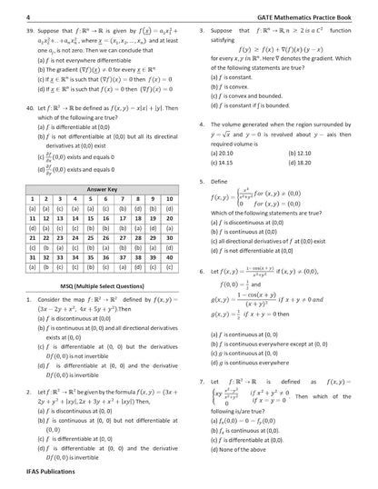 GATE Mathematics Practice Questions Book for 2026 - Topicwise Sorted Most Probable Questions with Detailed Solutions of GATE Mathematics Exam Book